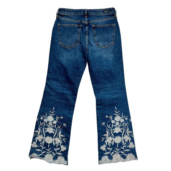 Anthropologie Pilcro Flare Jeans Women’s 26 Floral Embroidered Naturecore Boho - Picture 3 of 16